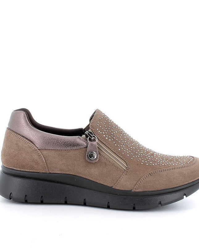 Slip on in pelle da donna fango - Piedi Folli