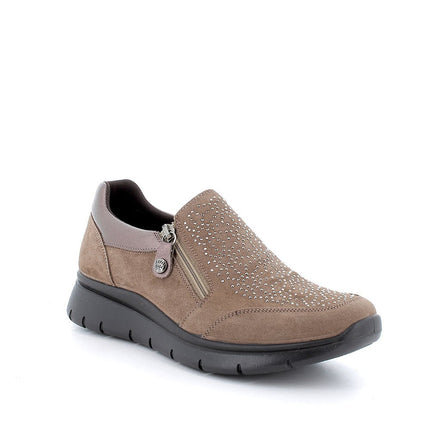 Slip on in pelle da donna fango - Piedi Folli