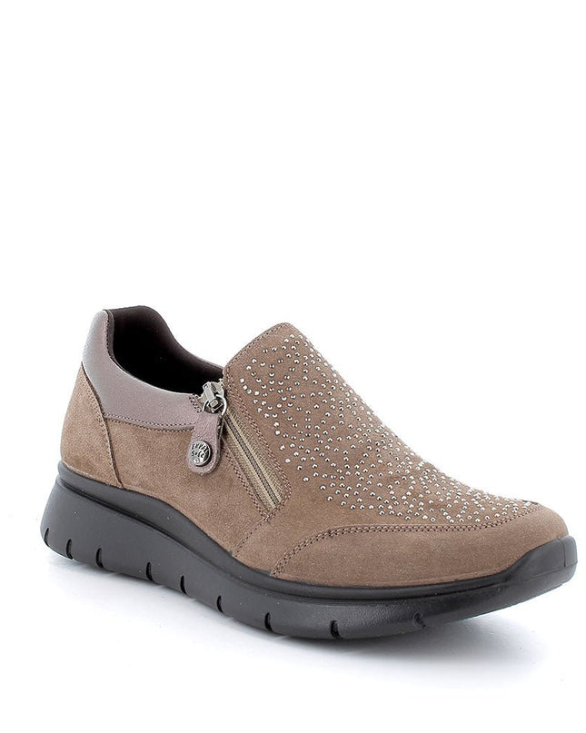 Slip on in pelle da donna fango - Piedi Folli