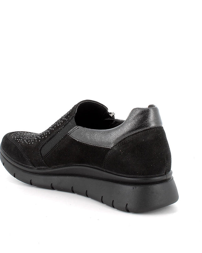 Slip on in pelle da donna nero - Piedi Folli