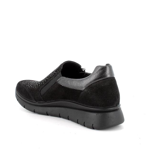 Slip on in pelle da donna nero - Piedi Folli