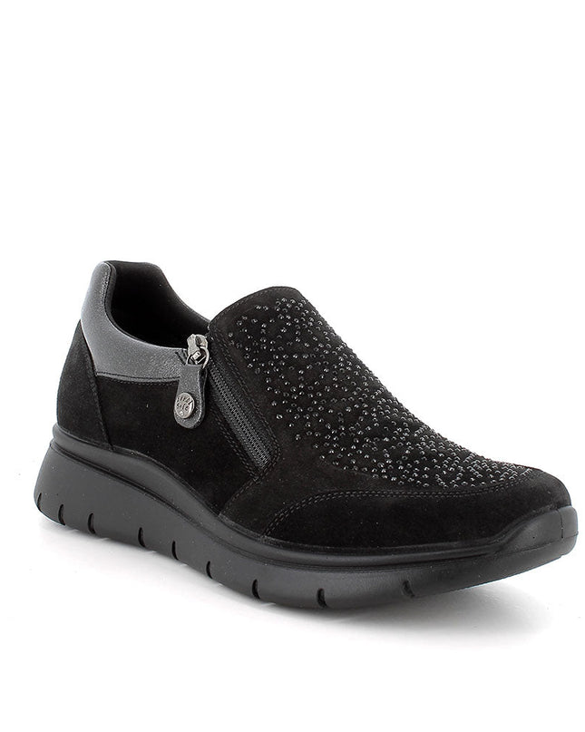 Slip on in pelle da donna nero - Piedi Folli