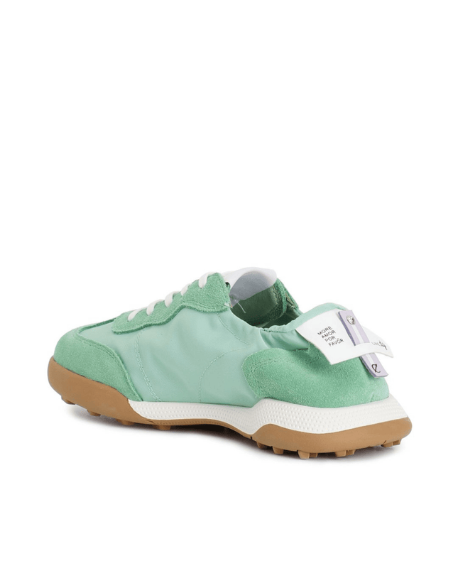 Sneakers allacciata in tessuto nylon e pelle scamosciata azzurro - Piedi Folli