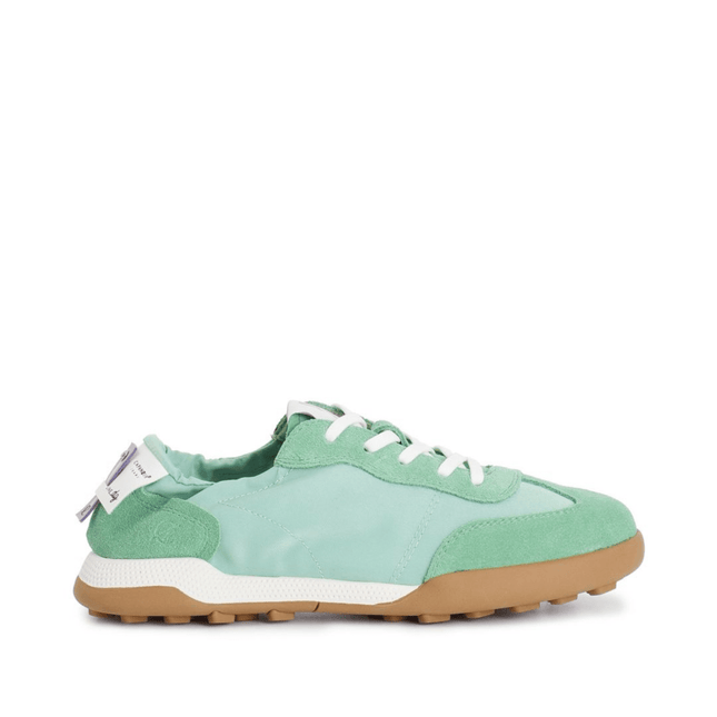 Sneakers allacciata in tessuto nylon e pelle scamosciata azzurro - Piedi Folli