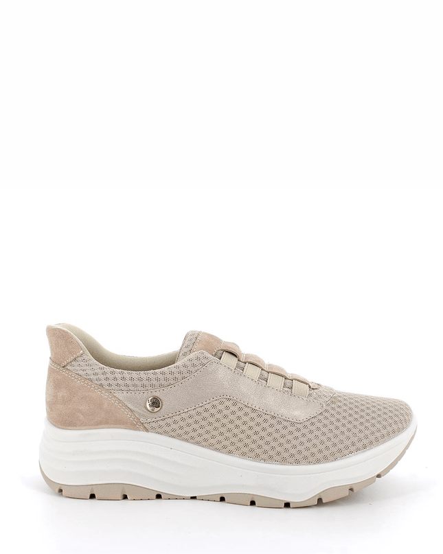 Sneakers beige con zeppa da donna - Piedi Folli
