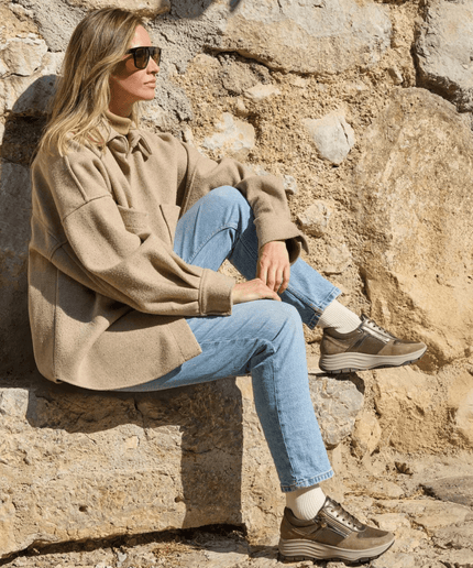 Sneakers con zeppa fango taupe - Piedi Folli