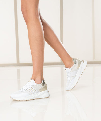 Sneakers Donna in Pelle, Tela e Materiale Tecnico - Piedi Folli