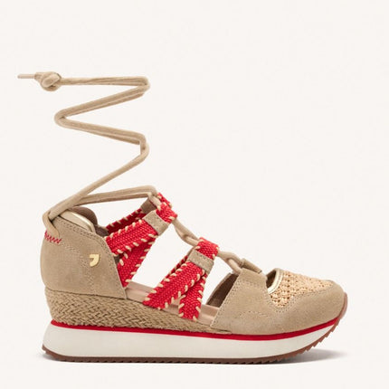 SNEAKERS PELLE CON ZEPPA E RAFIA GRISWOLD - Piedi Folli