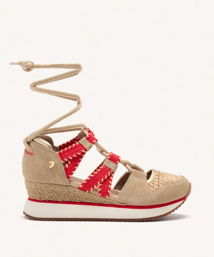 SNEAKERS PELLE CON ZEPPA E RAFIA GRISWOLD - Piedi Folli