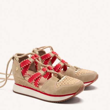 SNEAKERS PELLE CON ZEPPA E RAFIA GRISWOLD - Piedi Folli