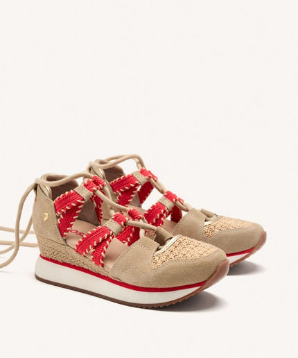 SNEAKERS PELLE CON ZEPPA E RAFIA GRISWOLD - Piedi Folli