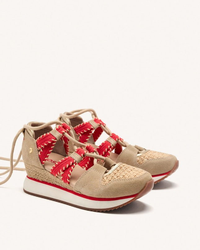 SNEAKERS PELLE CON ZEPPA E RAFIA GRISWOLD - Piedi Folli