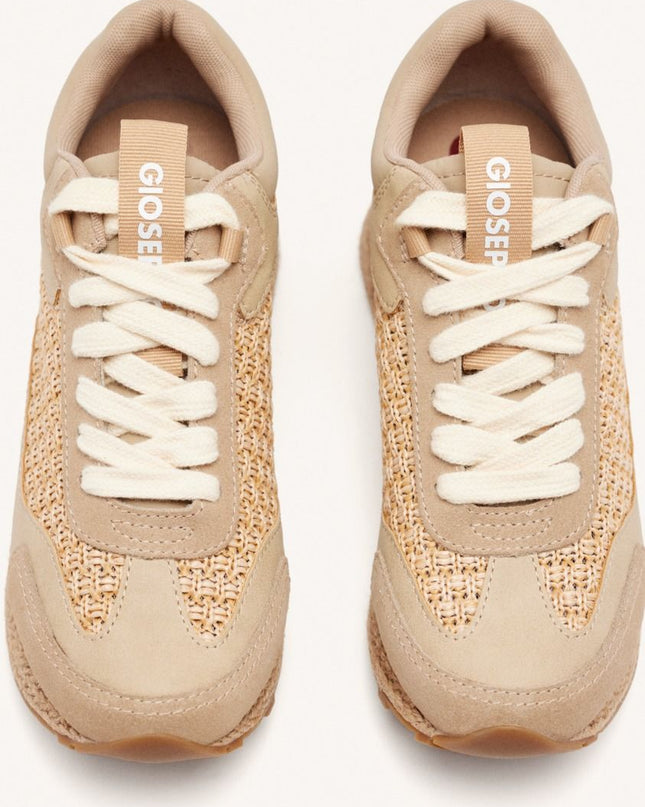 SNEAKERS PELLE CON ZEPPA IN RAFIA HARDING - Piedi Folli