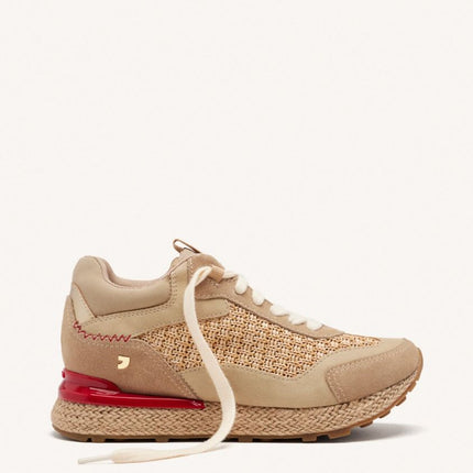 SNEAKERS PELLE CON ZEPPA IN RAFIA HARDING - Piedi Folli