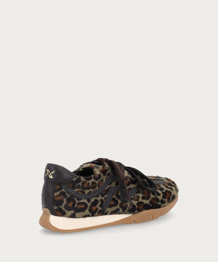 Sneakers vintage slim donna in pelle effetto cavallino verde maculata - Piedi Folli