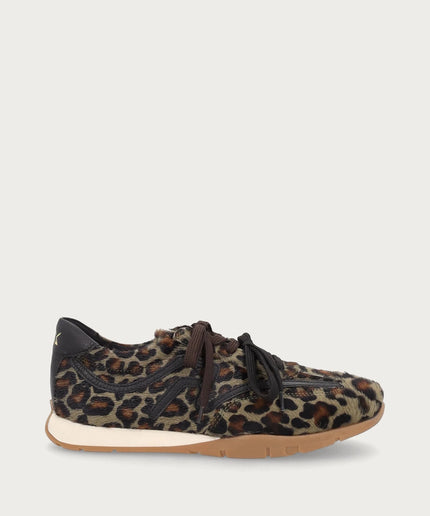 Sneakers vintage slim donna in pelle effetto cavallino verde maculata - Piedi Folli