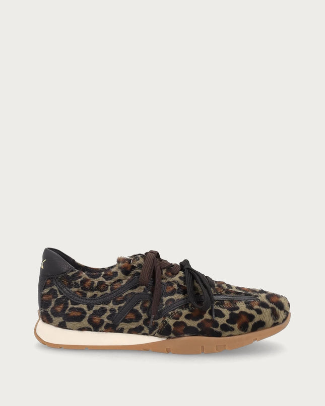 Sneakers vintage slim donna in pelle effetto cavallino verde maculata - Piedi Folli