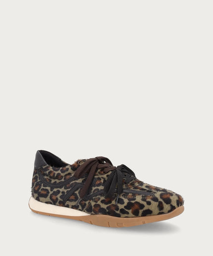 Sneakers vintage slim donna in pelle effetto cavallino verde maculata - Piedi Folli