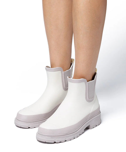 Stivaletto da pioggia Lua Mate Combi Off White Greige - Piedi Folli