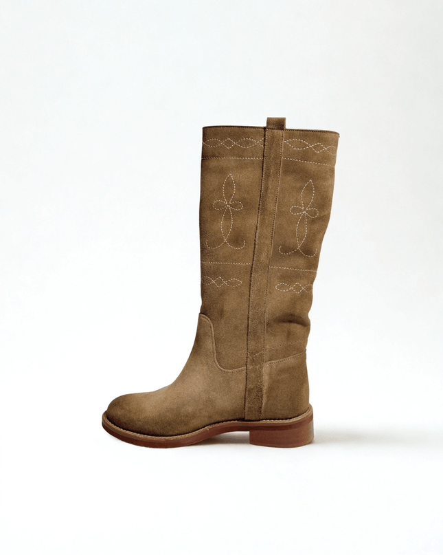 Stivali in pelle scamosciata Taupe - Piedi Folli