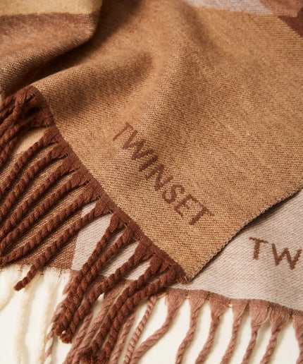 Stola in panno jacquard con Oval T - Piedi Folli