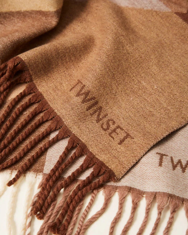 Stola in panno jacquard con Oval T - Piedi Folli