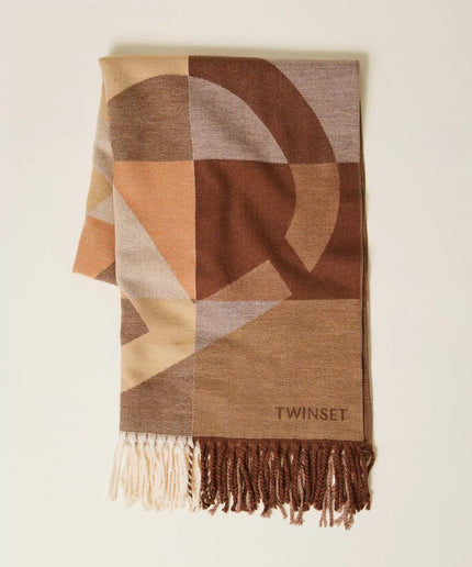 Stola in panno jacquard con Oval T - Piedi Folli