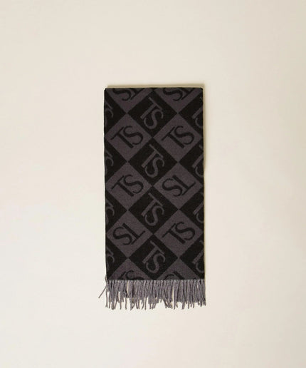 Stola jacquard a rombi con logo - Piedi Folli