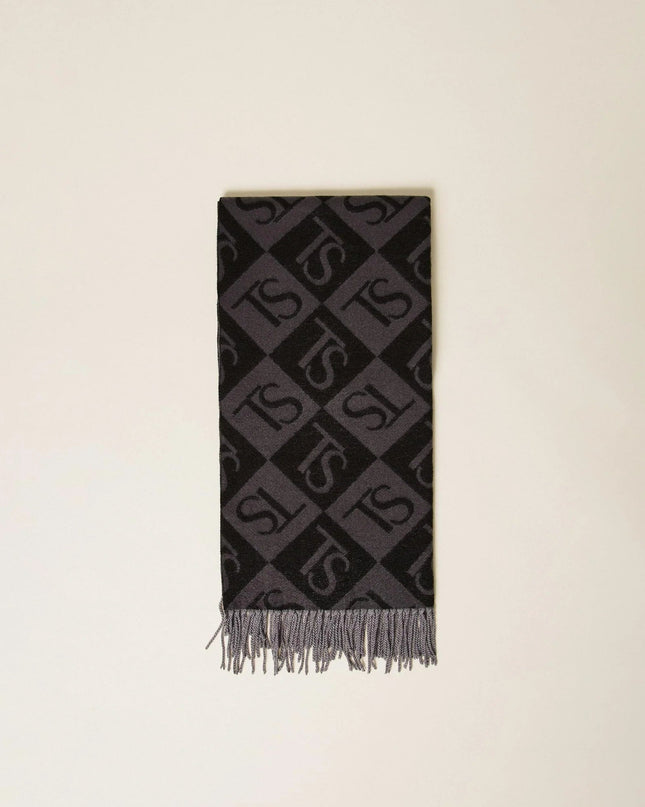 Stola jacquard a rombi con logo - Piedi Folli