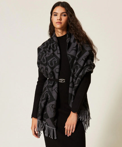 Stola jacquard a rombi con logo - Piedi Folli