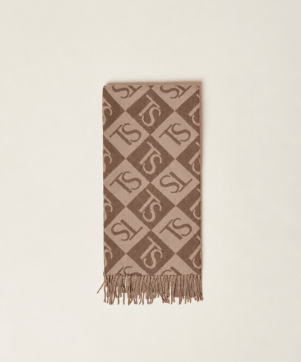 Stola jacquard a rombi con logo - Piedi Folli
