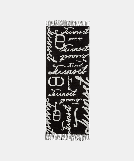 Stola jacquard con logo lettering - Piedi Folli