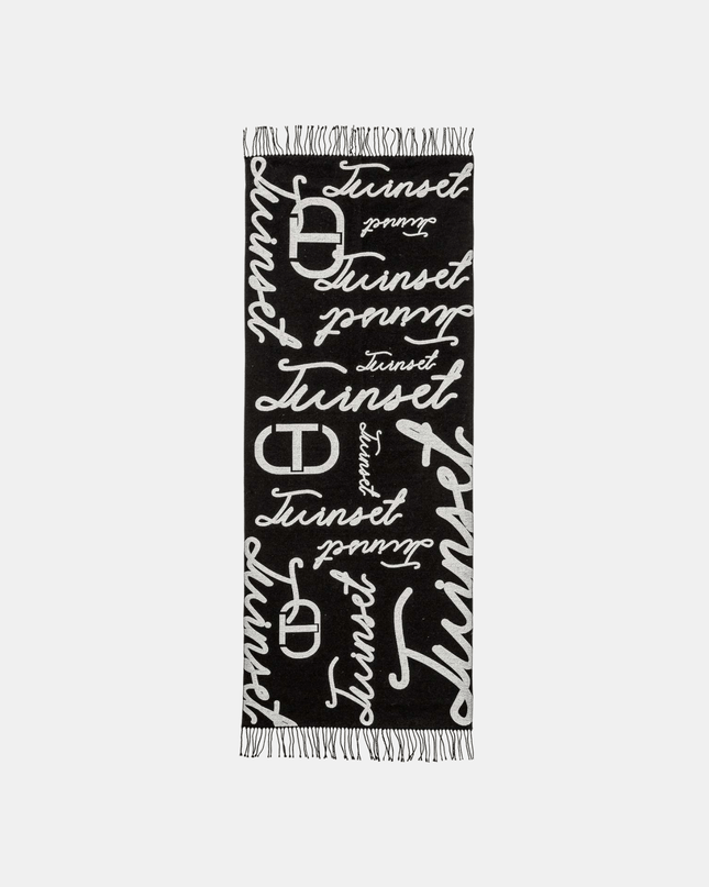 Stola jacquard con logo lettering - Piedi Folli