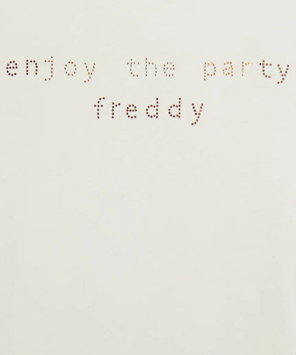 T-shirt con grafica “Enjoy the party” in strass - Piedi Folli