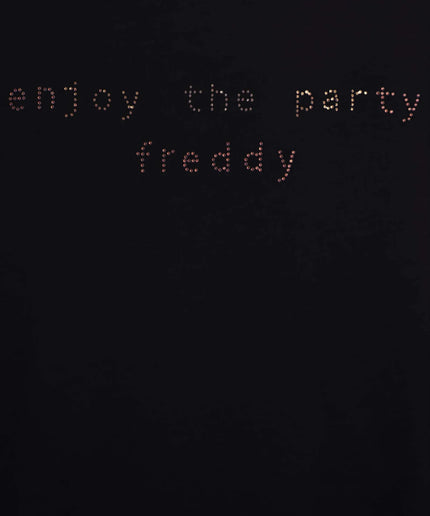 T-shirt con grafica “Enjoy the party” in strass - Piedi Folli