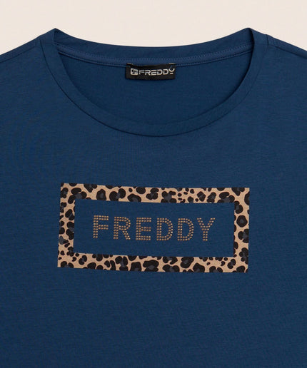 T-shirt Manica Corta con Grafica Animalier e Logo FREDDY - Piedi Folli