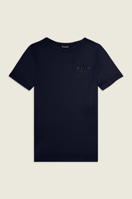 T-shirt manica corta con strass a forma di taschino FREDDY - Piedi Folli