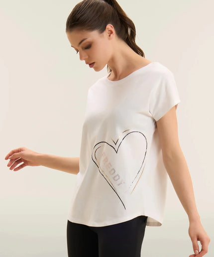 T-shirt reversibile con cuori e logo - Piedi Folli