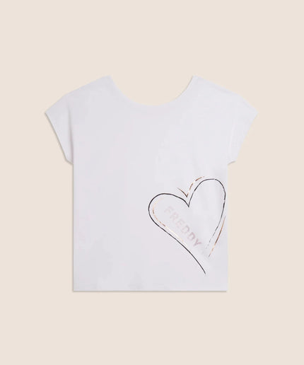 T-shirt reversibile con cuori e logo - Piedi Folli