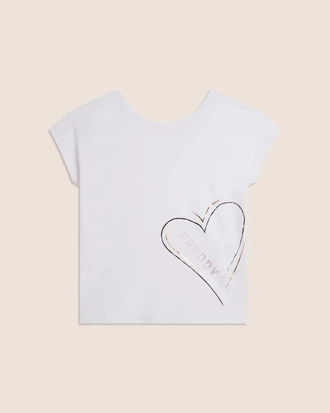 T-shirt reversibile con cuori e logo - Piedi Folli