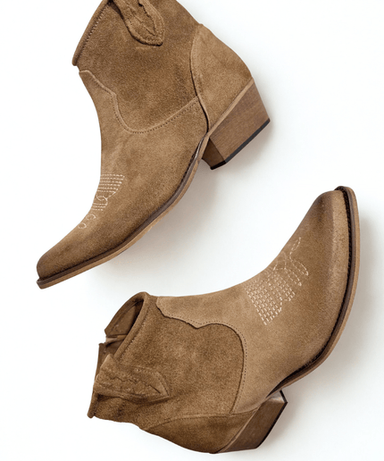 Texano in pelle camoscio taupe - Piedi Folli