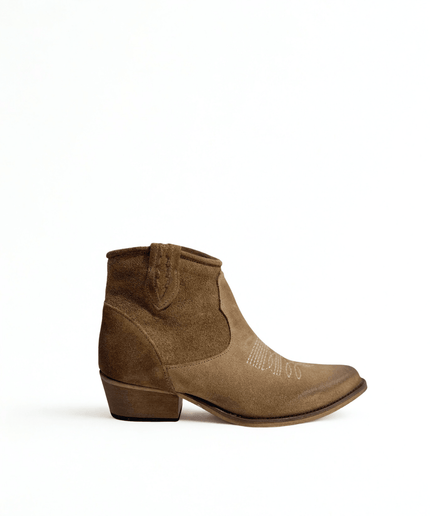 Texano in pelle camoscio taupe - Piedi Folli