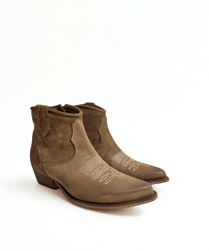 Texano in pelle camoscio taupe - Piedi Folli